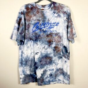 Ice dyed tie dyed upcycled black and gray vintage Collings Guitar T Shirt